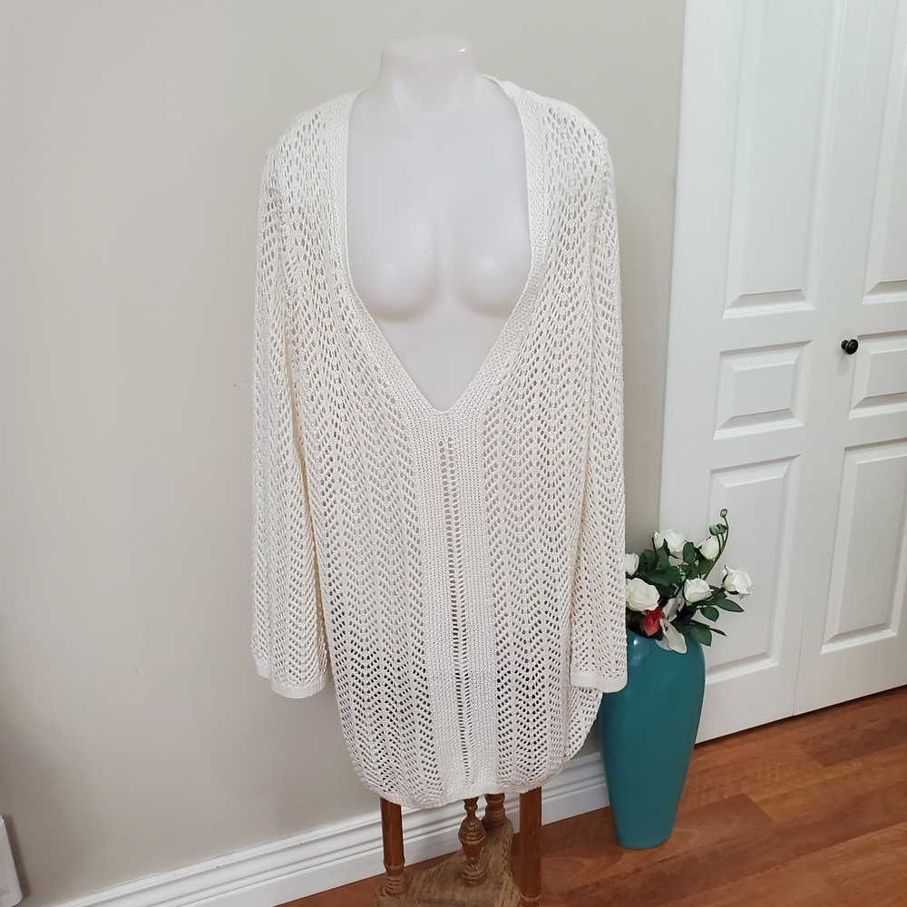 Joe Fresh Cream V-Neck Sweater 1x